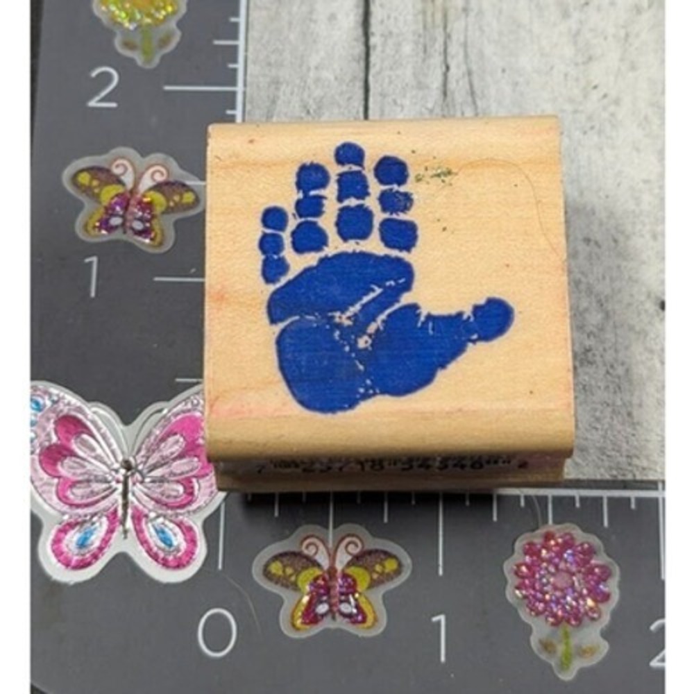 Inkadinkado Hand Print 4548 Rubber Stamp Wood #J40